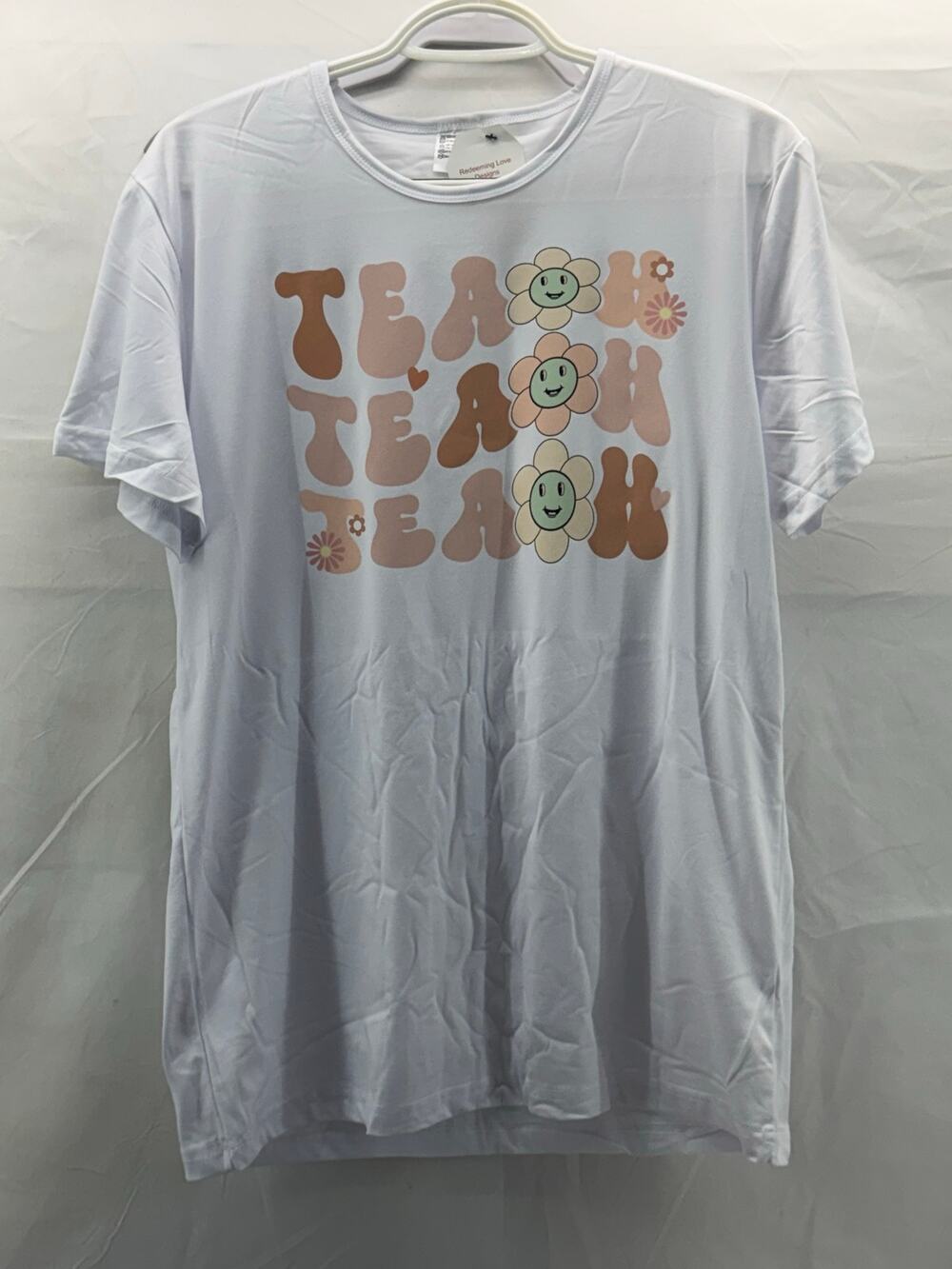 women's New custom white Teach Medium t-shirt
